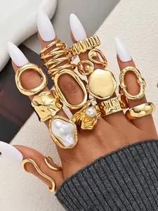 13-Piece Women's Ring Set, Fashion Vintage Elegant Geometric Design, Stackable Rings for Parties, Birthdays, Gifts