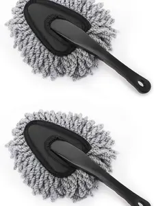 2 Pack Super Soft Microfiber Dash Duster Detail Brush Set Interior Exterior Cleaning Dusting and Washing Tool for Car Motorcycle Automotive Dashboard Air Vents - Gray
