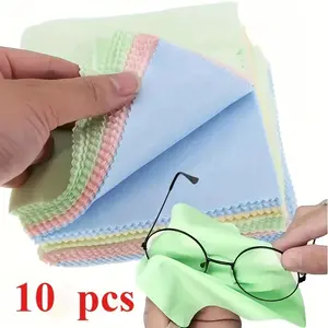 Reusable Microfiber Eyeglass Cleaning Cloths, 10 Pack – Thick Soft Lint-Free Unscented Wipes for Lens, Phone Screen & Eyewear, Scratch-Safe Gentle Cleaning Cloths, Random Color, Ultra Fine Fiber for Delicate Surfaces
