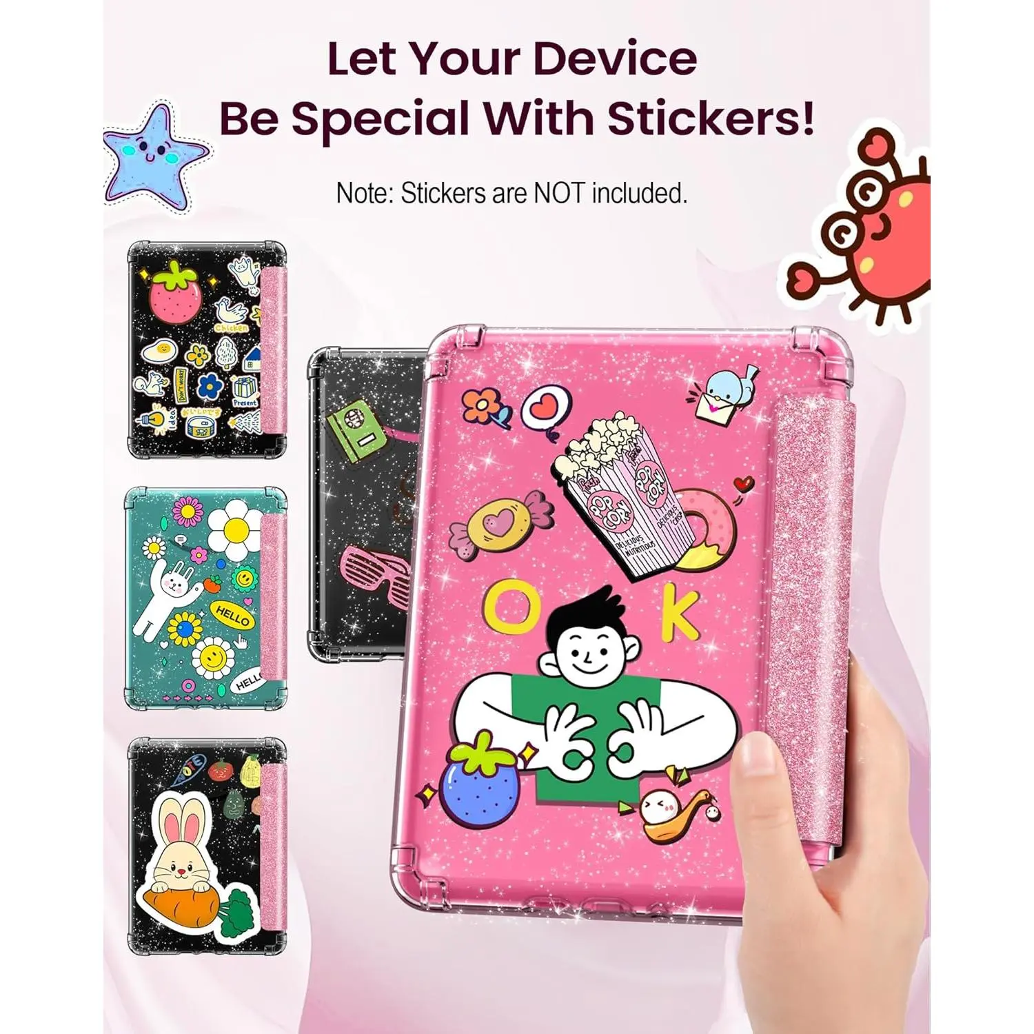 MoKo Case for All-New 7" Kindle Paperwhite 12th Gen 2024 & Kindle Colorsoft 2024/2025,Glitter Clear Kindle Case, Flexible Clear Soft TPU Back Cover Light Shell with Auto Wake/Sleep, Glitter Pink MoKo Case for All-New 7" Kindle Paperwhite 12th Gen 2024 & Kindle Colorsoft 2024/2025,Glitter Clear Kindle Case, Flexible Clear Soft TPU Back Cover Light Shell with Auto Wake/Sleep, Glitter Pink