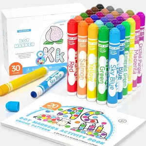 Z-ITC23 Dot Markers, 30 Colors Washable for Toddlers with Free Activity Book, Bingo Daubers Supplies for Kids Preschool Children, Non Toxic Water-Based Dot Art Markers