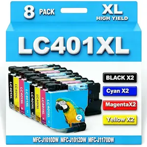 Brother Ink Cartridges 8 Pack Compatible for Printer 2 Black 2 Cyan 2 Magenta 2 Yellow High Yield Replacement Inkjet Toner