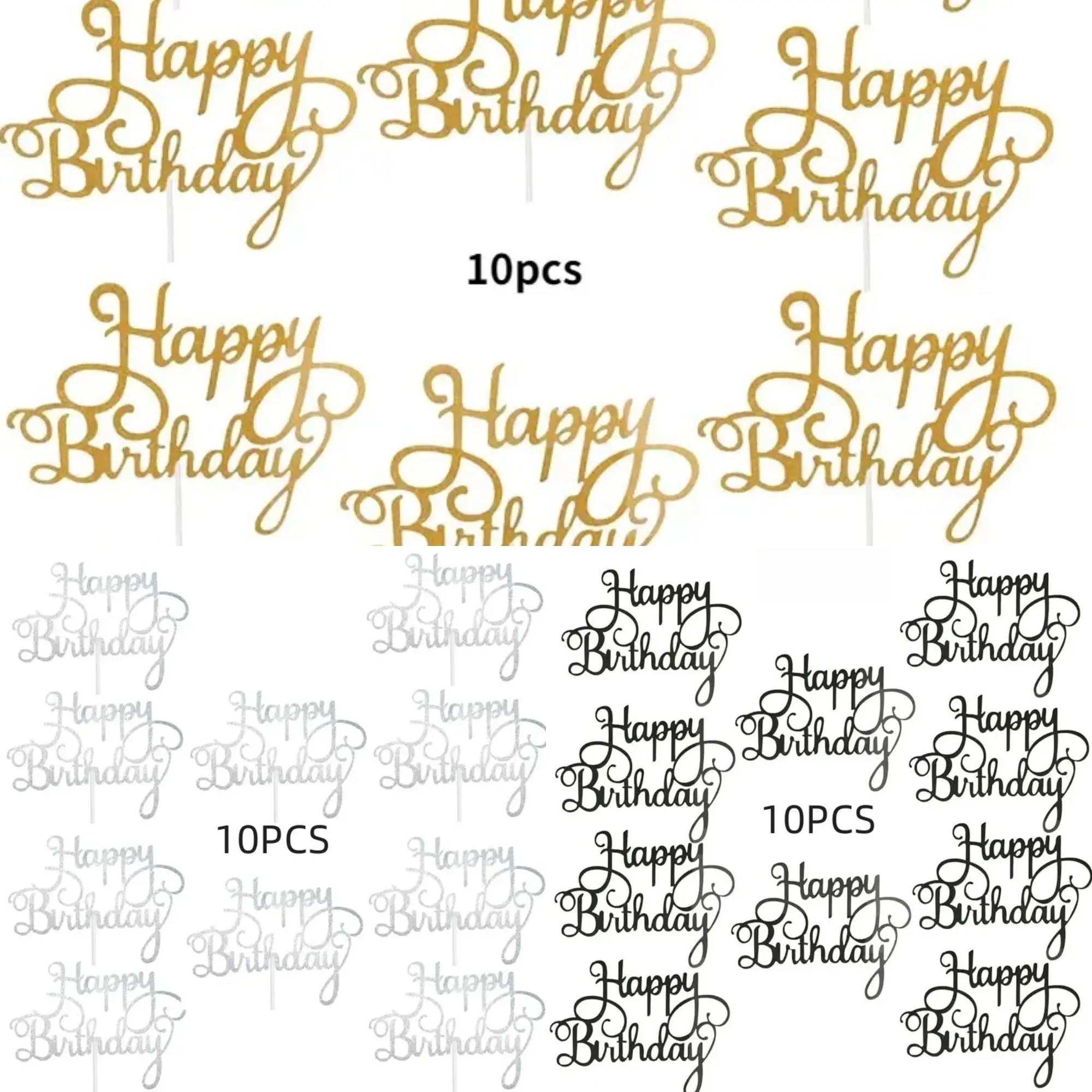 Happy Birthday Cake Topper, 30pcs/set Mixed Color Birthday Cake Decoration, Birthday Party Cake Decoration Supplies, Party Decorations