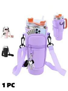 40oz Glass Cup Holder Cover Set, Insulated Car Mount Protector, Adjustable Shoulder Strap Crossbody Bag, Fits 40/30 Oz Cups, Ideal for Travel