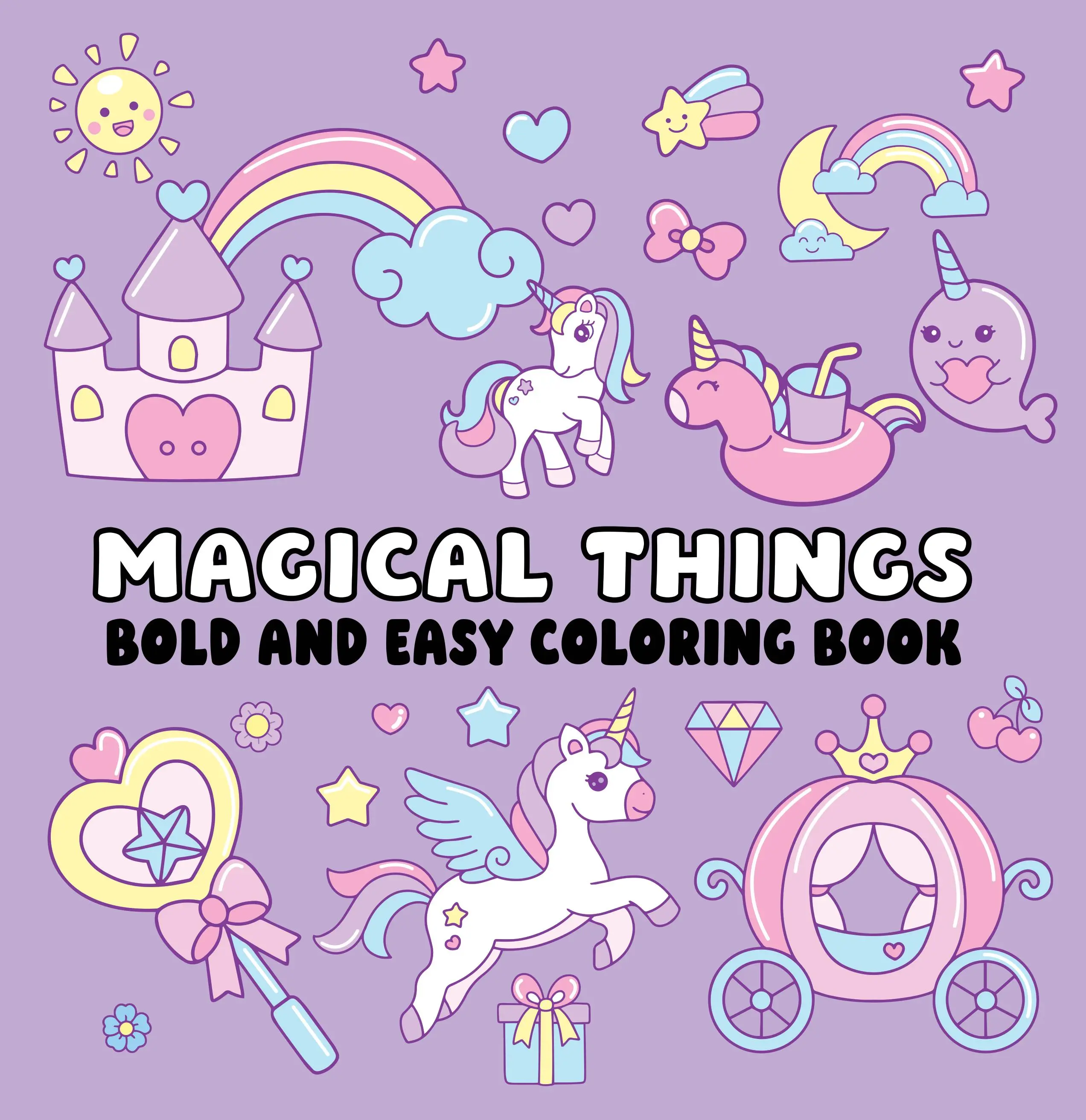 Cartoon Fantasy Coloring Book for Kids - 112 Pages, 8.5x8.5 in, Bold Easy-to-Color Vibrant Rainbow Designs, Fosters Self-Expression, Creative Play Children's Literature & Art Book