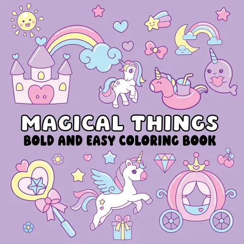 Unisex Kids' Fantasy Cartoon Coloring Books - English, 112 Pages, 8.5x8.5 in, Bold Easy-to-Color Lines, Vibrant Rainbow Designs, Soft Cover Paper, Fosters Self-Expression, Screen-Free Children's Literature & Art, Cool Gifts for Kids-at-Heart