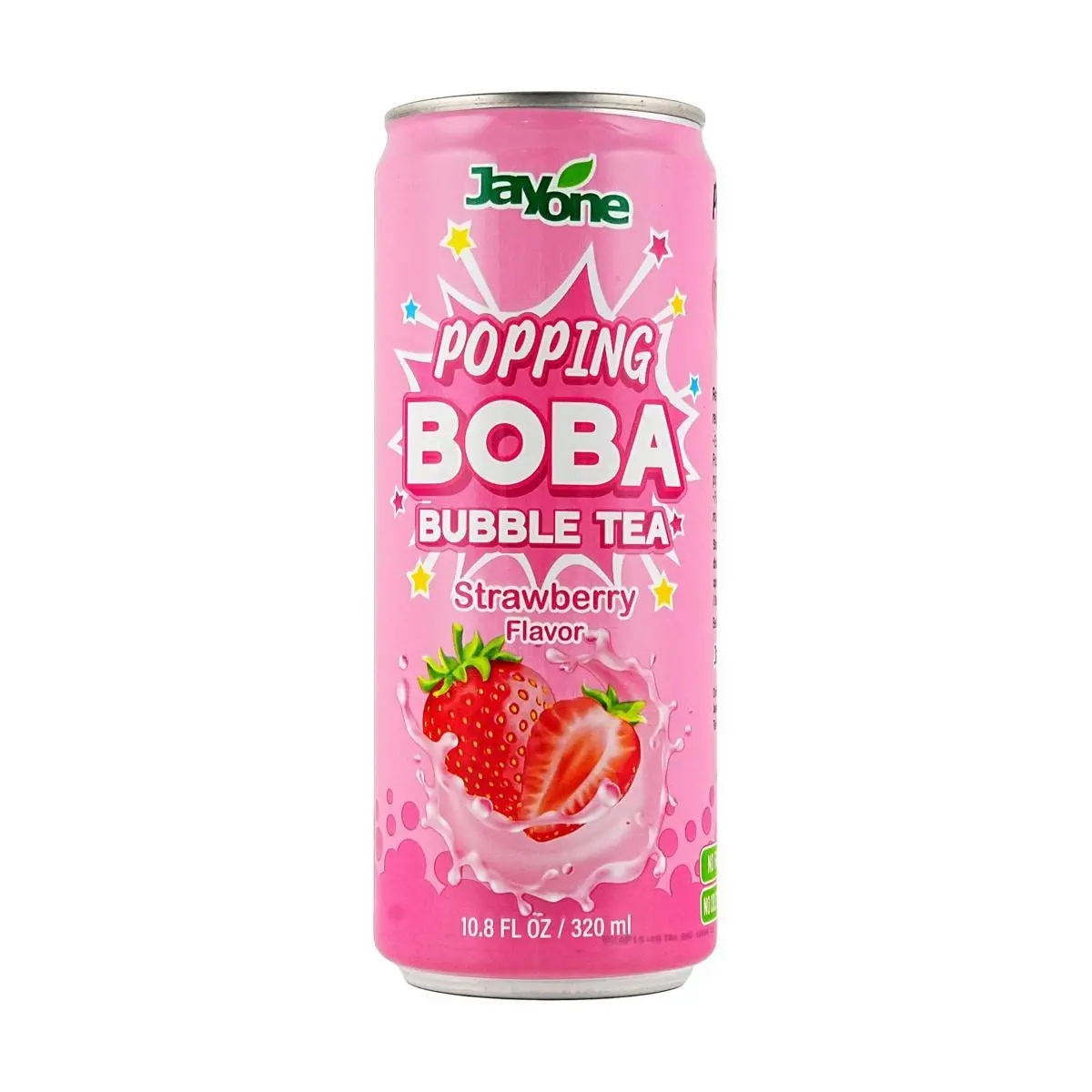 JAYONE Korean Strawberry Bursting Boba Fruit Tea Drink - Refreshing & Fun 320ml
