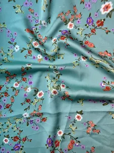 Sage Floral Print Satin