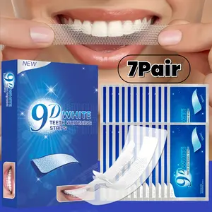 7 Pairs 9D Teeth Whitening Strips, Mint Flavor, 8% Pap Teeth Whitening, Fresh Breath, Single Item, Gel Form, No Alcohol or Aerosol, Teeth Brightening Strips