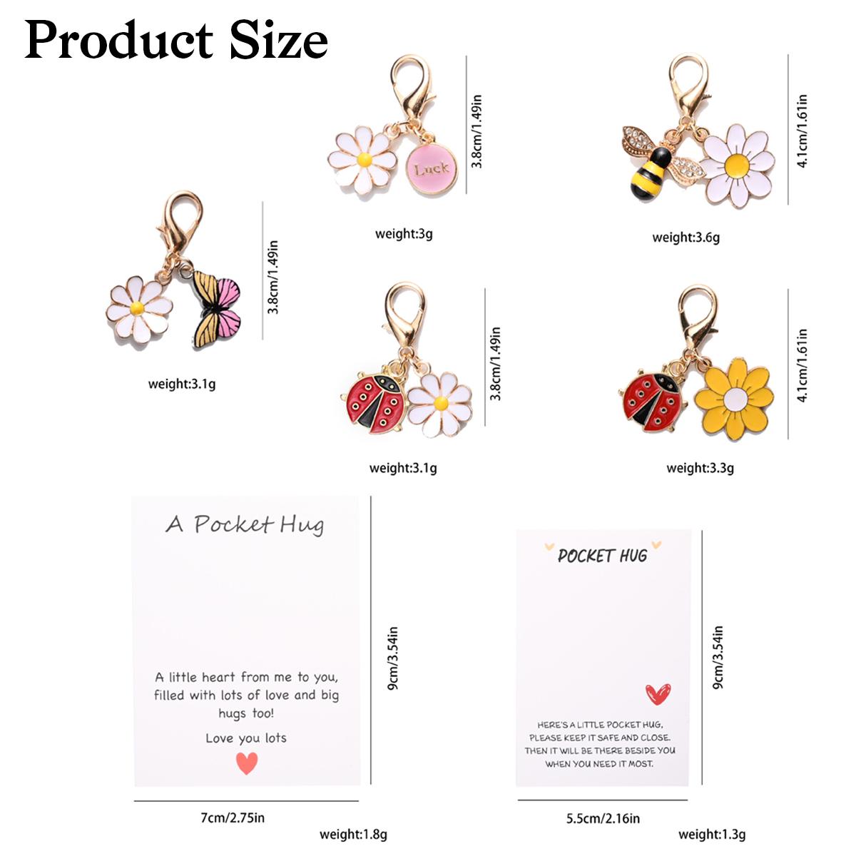10-Pack Pocket Hug Card Keychain Set with Inspirational Card for Encouragement, Anxiety Relief, and Emotional Support-Inspirational Keepsakes for Friends, Family, Children, and Loved Ones (Insect, Daisy, Heart Keychain)