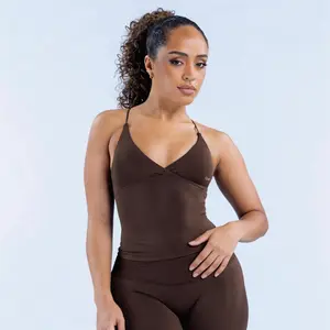 Df VISION Twist Front Longline Yoga Top| Medium Support Sports Bra with Adjustable Straps & Removable Pads for Women Workout Gym