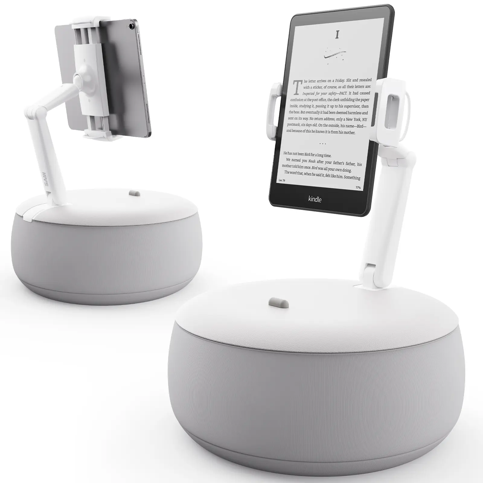 SAIJI Tablet Stand Adjustable, Phone/Tablet Pillow Holder for Lap in Bed with 360° Viewing Angles, Compatible with Phone, iPad Mini - iPad Pro 13, Kindle, Galaxy Tab, E-Reader(4.7-12.9")