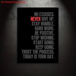 1 Piece/Set Frameless Canvas Painting Print Poster, Minimalist Style Art, Never Give Up Motivational Quote, an ideal gift for bedroom, living room, wall decor, Wall decoration