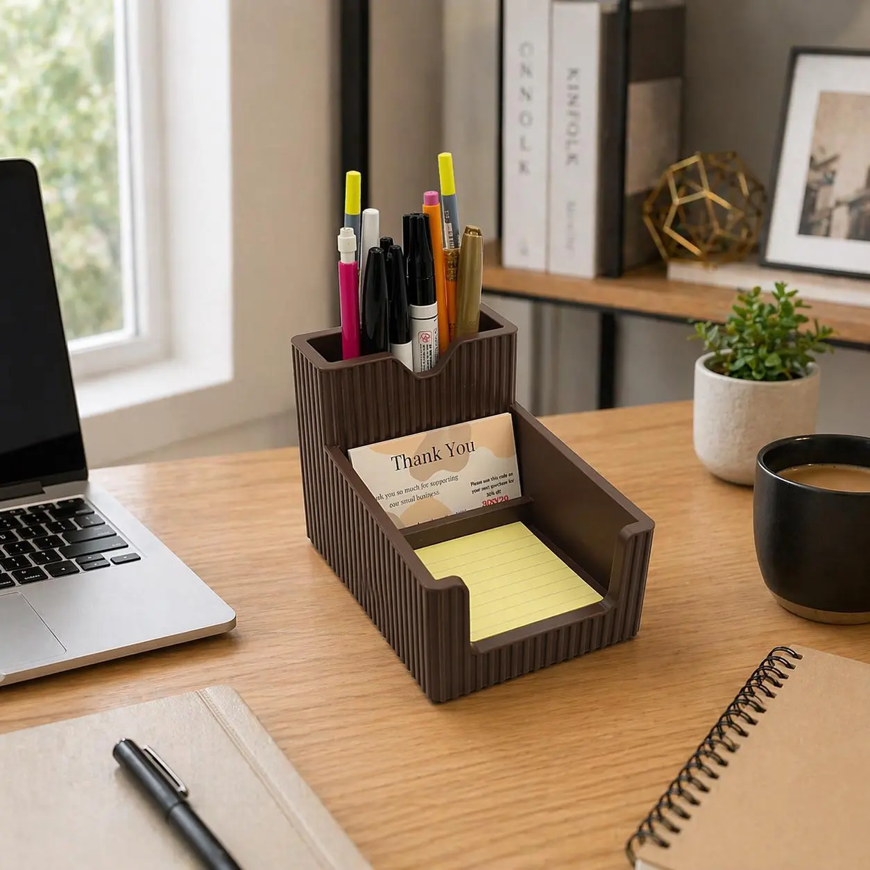 Modern PLA Plastic Desk Organizer - Pen Holder, Sticky Note Storage, Office Accessories for Office Desks