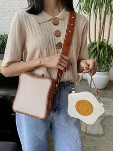 Creative Design Crossbody Bag, Fashionable Bread & Egg Design Crossbody Bag for Women, Casual Trendy Versatile High-quality Daily Commuting Bag
