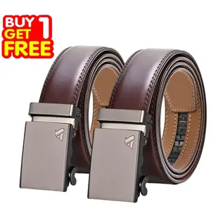Buy 1 Get 1 Free Men's Ratchet Belt 2 Pack-Click Leather Belt Adjustable for Men Gift 1 3/8-Cut for Perfect Fit ﻿