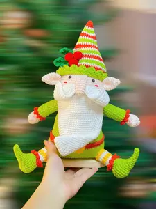 Crochet Cute Old Elf, Amigurumi Christmas Old Elf Crochet, Crochet Christmas gift, Crochet New Year Old Elf Christmas Toy Old Elf Box Cotton