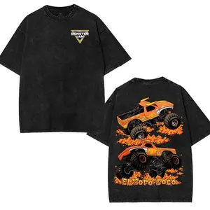 Monster Jam El Toro Graphic Cotton Long Sleeve Washed  for Monster Truck Fans and Racing Style, Streetwear T-Shirt, Family Shirt, Graphic Acid Washed Shirt, Lightweight Cotton Tee