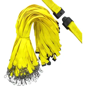 66 count Breakaway Lanyards with Swivel J Hook  Bulk Flat Safety Lanyards for ID Badges, Schools, Students, Coaches, Festivals, Volunteers and Team Activities (Yellow)