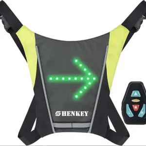 LED Cycling Vest with Reflective LED Lights, Remote Control, Directional Light, USB Charging, Easy Installation, Bicycle Safety Indicator