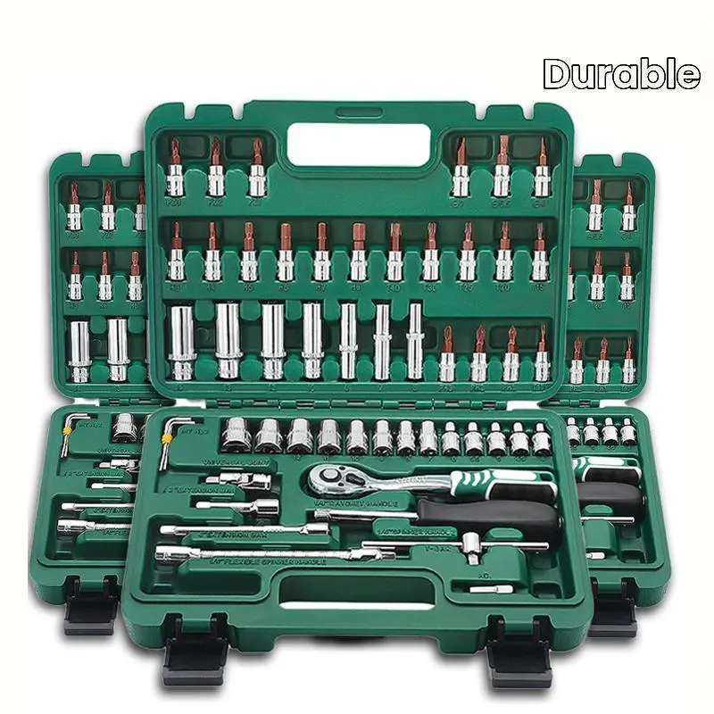 53 piece 53/46-Piece Ratchet Socket Wrench Set: Automotive Repair Tool Kit with Multifunctional Socket Wrench for Car, Truck, and Motorcycle