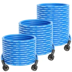 3 Size High Pressure Washer Hose 10M 15M 30M 4400PSI Flexible Kink Resistant Power Washer Hose Replacement 1/4" Quick Connect Pressure Hose Extension Standard M22-14/15mm Fittings Blue