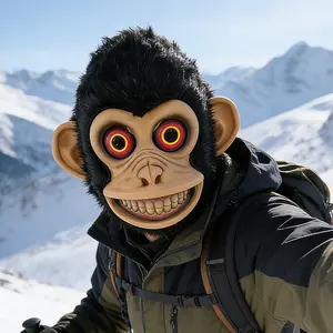 Funny Monkey Animal Latex Mask Monkey & Chimpanzee Headpiece Ideal for Party Costumes Masquerade Dress-ups Role-playing and as a Hilarious Animal Prop for Halloween Cosplay White Leather Dance halloween gift