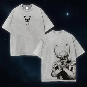 Skeleton Loki Retro Oversized Heavyweight Cotton Vintage Tshirt & Washed Tee, Classic Comics Lover T-shirt, Movie Buff Tee, Film Fan Gift L2G
