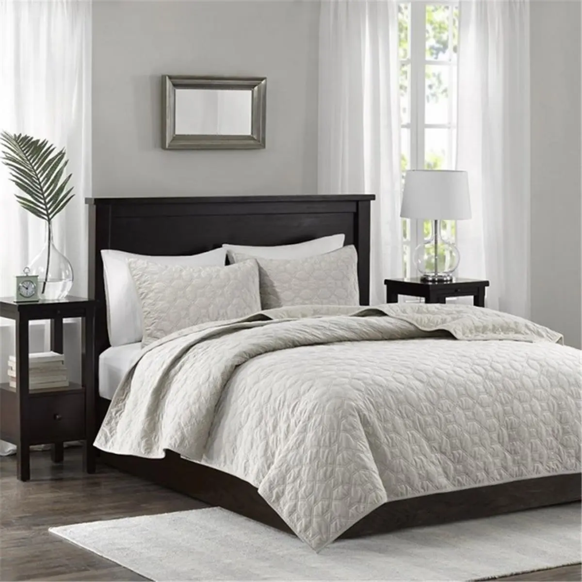 212 MAIN Harper Velvet 3-Piece Coverlet Set - King & California King, Ivory, Geometric Stitch, Soft Bedroom Bedding Set, Contemporary Reptile & Amphibian Home Decoration, Soft Bedding Set