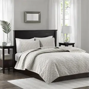 212 MAIN Harper Velvet 3-Piece Coverlet Set - King & California King, Ivory, Geometric Stitch, Soft Bedroom Bedding Set, Contemporary Reptile & Amphibian Home Decoration, Soft Bedding Set