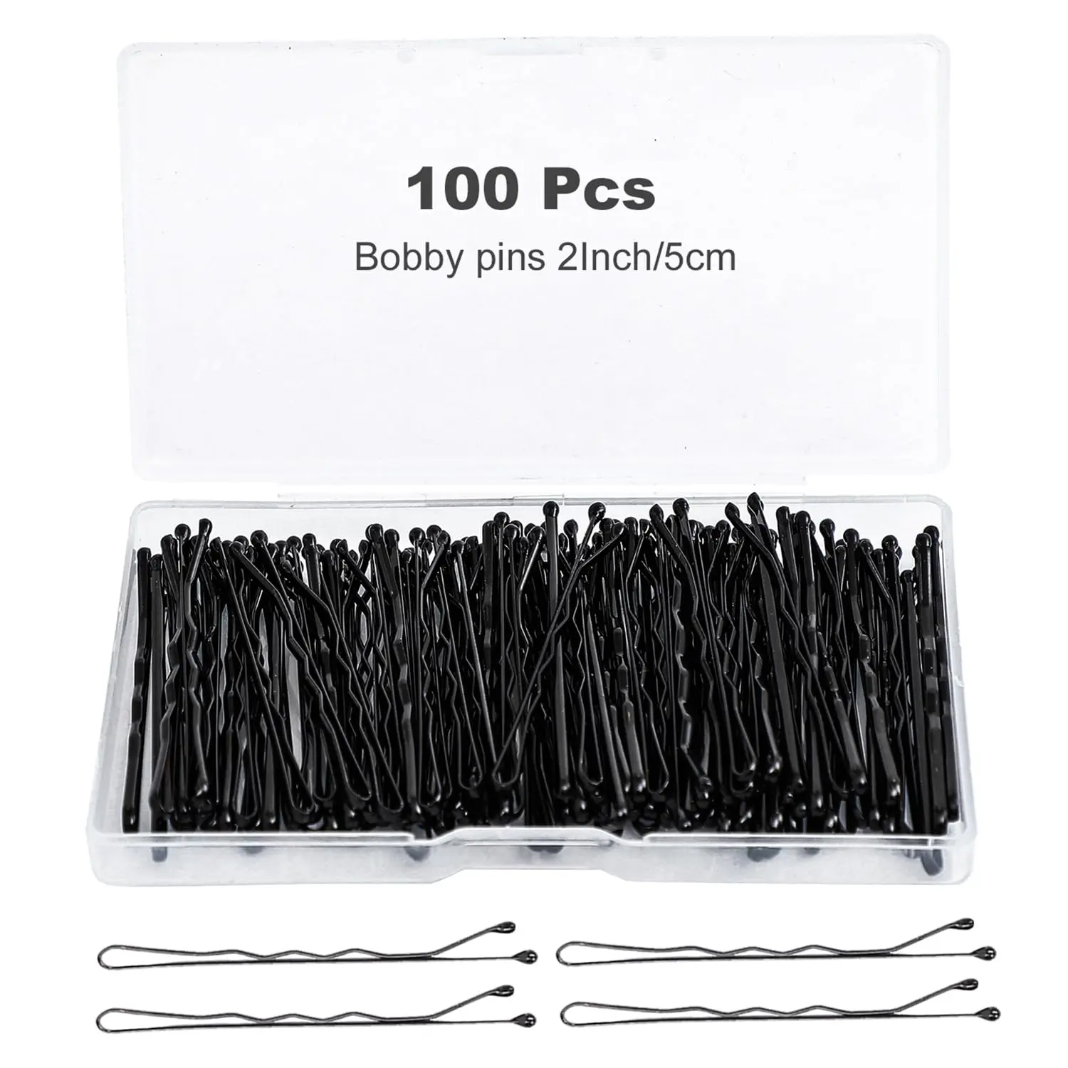 100Pcs  Silver Hair Pins Kit for Women Girls Kids Premium Wavy Silver Hair Clips for Gray White Hair with Storage Box,Suitable for All Hair Types (Silver, 2inch)