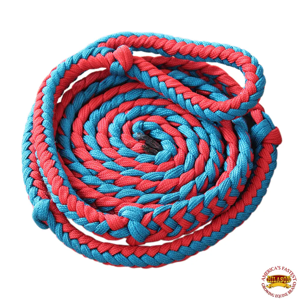 1" X 8Ft Hilason Braided Poly Barrel Reins Horse Racing Flat Grip Knots