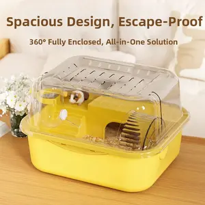 Transparent Small Animal Cage with Quiet Design, Detachable Pet Exercise Wheel, Enrichment Platform with Activity Area, Ideal for Pets