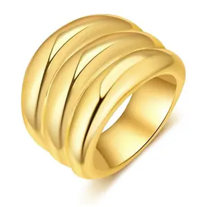 MYTYS Chunky Three Circles Rings for Women Statement Band Hypoallergenic Precious Metals Jewelry with Smooth Lines & Exquisite Craftsmanship