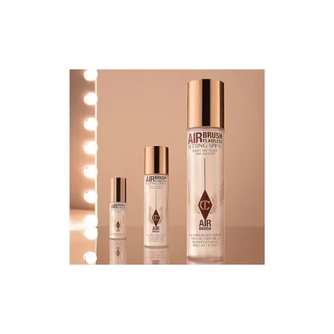 Charlotte Tilbury Airbrush Flawless Finish Makeup Fixing Spray - Green Tea Scent, 3-3.9 fl oz (100ml), Light Moisture-Locking Hydrating Bottle, Sensitive & Normal Skin-Friendly for Adults
