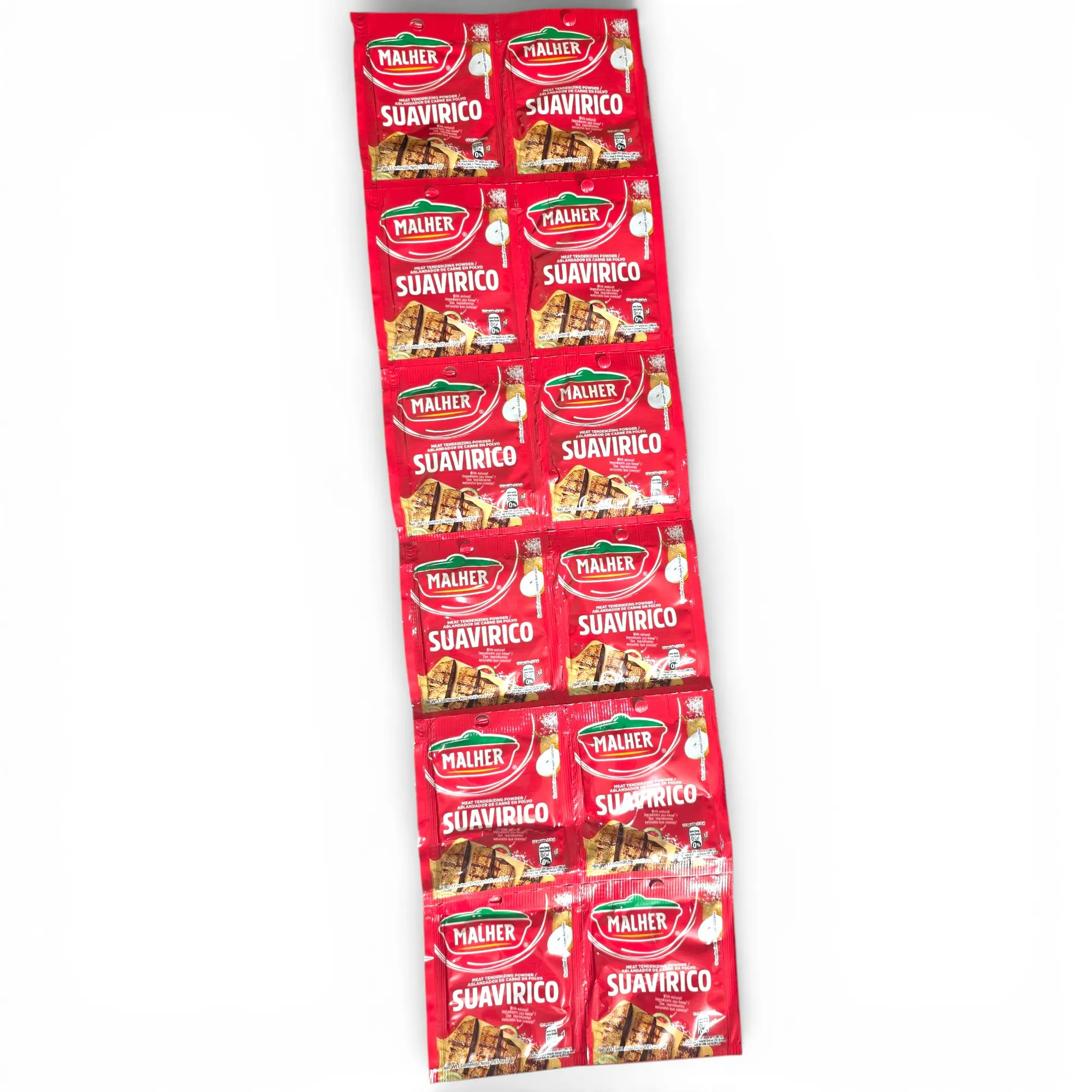 Malher Suavirico  12 Units Meat Tendering Powder 7 Grams Each Seasoning Mix for Enhancing Dishes