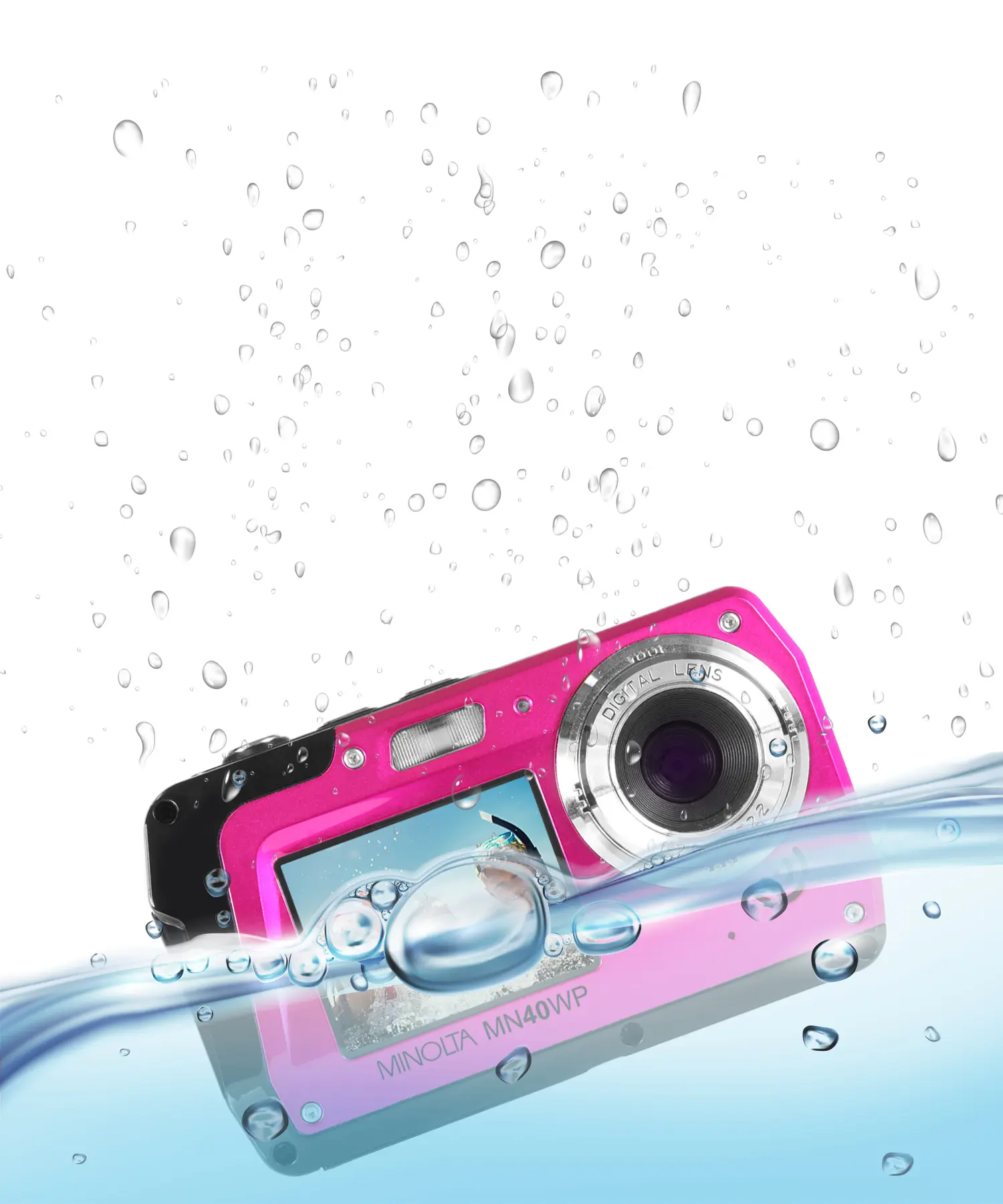(Refurbished) MN40WP 48MP / 2.7K Quad HD Dual Screen Waterproof Camera (PINK)