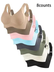 Women's Plain Wireless Bra Set, Comfortable Breathable Soft Innerwear, Max Support, Casual Daily Wear, All Seasons