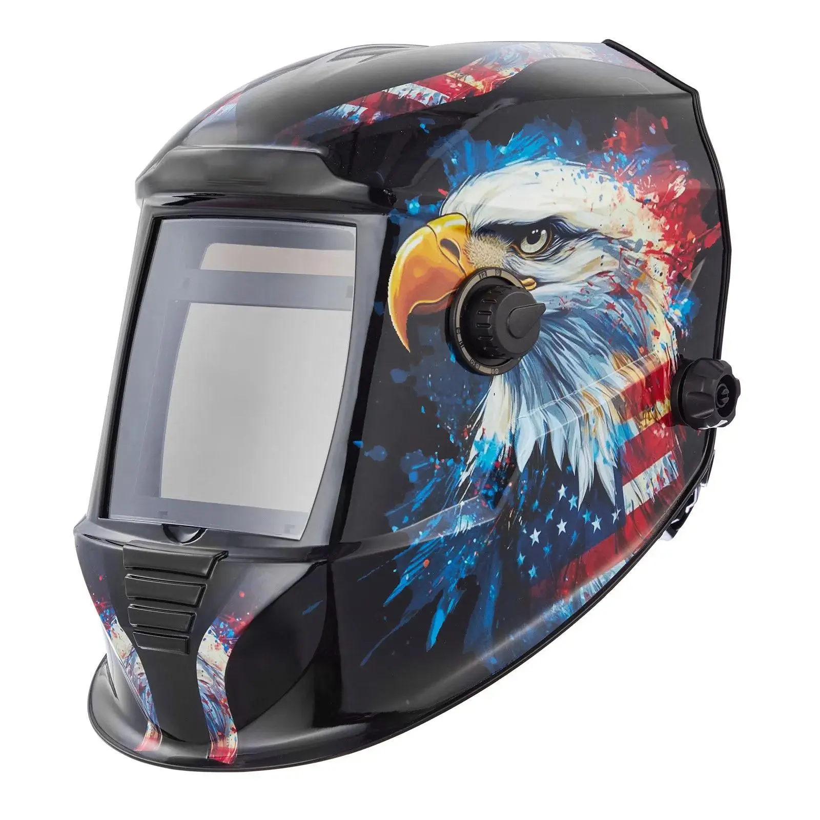 Auto Darkening Solar Powered Welding Helmet, 3.94" x 3.15" Large View True Color Welding Hood, 1/1/1/1 Optical Clarity Welder Mask with 4 Arc Sensors, Adjustable Shade 4/5-9/9-13 for TIG MIG ARC Welding, Grinding & Cutting