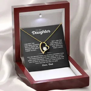 I am the Dad who will always love and protect To My Daughter Necklace from Dad with Heartfelt Message Card