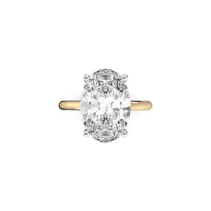 5.0 Carat Oval D Color VS1 Clarity IGI Certified Laboratory Grown Diamond Hidden Halo 14K Yellow Gold Setting