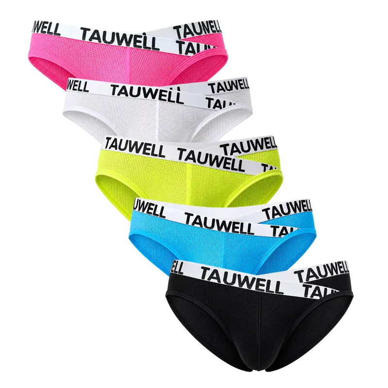 TAUWELL 4 Pack Men's Mesh Briefs Low Rise Soft Stretch Underwear Breathable Lightweight Solid Color Elastic Waist Comfortable Everyday Wear Underpants for Men-25110