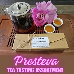 Presteva Tea Tasting Assortment Sampler Gift 8 Ultra Premium / Premium Natural and Fresh Loose Leaf Tea - Oolong, Black Tea, and Green Jasmine Tea, Makes 40 Cups Hot or Iced Tea, Medium to High Caffeine Levels, From Remote High Mountain Tea Planters