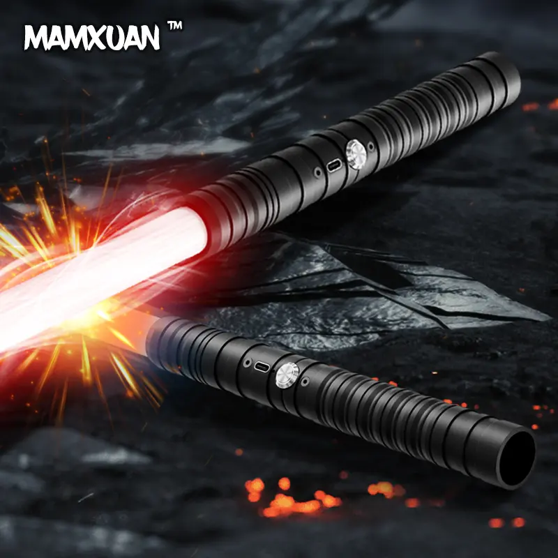 MAMXUAN 2PCS Metal Dueling Swords - 15 Colors, Rechargeable Battery, 2-in-1 Multifunction, 3 Sound Modes, Black Neon, Thrilling Fighting Effects, Christmas Halloween Toy Gifts, Toy Swords & Sabres for Sports Outdoor Play