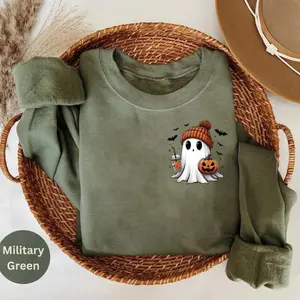 Little Ghost Ice Coffee Sweatshirt, Halloween Ghost Coffee Shirt, Cute Ghost Sweatshirt, Halloween Crewneck, Fall Clothing