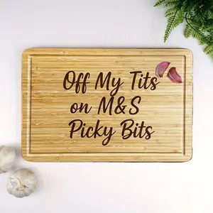Chopping Board Engraved Wooden Cutting Board Picky Bits Charcuterie OFF MY TITS Novelty Viral Cheese Board for Cooking, Birthday Thanksgiving Xmas Gift Giving Kitchen Christmas Supplies, Holiday New year 2026 Gift