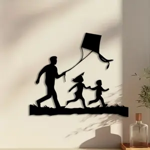 1pc Family Kite Metal Wall Art, Family Kite Statue Mural, Perfect for Living Room Wall, Nursery Wall, Gallery Wall, Christmas Decor, Ideal Gift for Families, Powder-Coated Metal