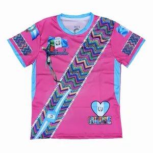Guatemala Típica Hot Pink Jersey Slim-Fitting Design with Authentic Flag Details for Cultural Events and Gatherings Jersey with Iconic Design