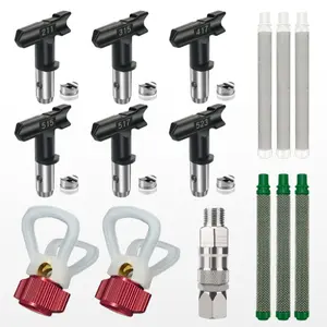 All-in-One Airless Sprayer Replacement Parts - 6 Nozzle Tips, 6 Filters, Nozzle Guard & Swivel Adapter for Home & Commercial Painting
