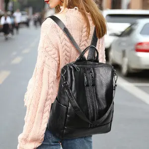 Multifunctional Womens Backpack Soft Leather Laptop Bag Large Capacity Water Resistant Travel Backpack for Work College School Commute Daypack